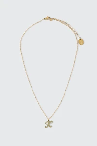 Collier initial K en acier inoxydable plaqué or 14K
