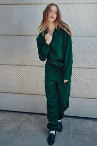 Ardene MADESOFT Fleece Baggy Sweatpants in Ivy | Size | Polyester/Cotton | Eco-Conscious