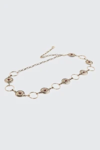 Ceinture en chaîne à médaillons et pierres