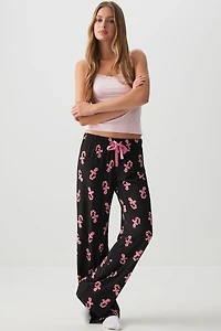 Ardene HUSHKNIT Flared PJ Pants in Pink | Size XS | Polyester/Elastane | Eco-Conscious