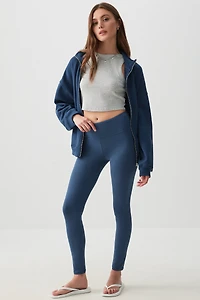 Ardene Super Soft Wide Waistband Leggings in Dark Blue | Size | Polyester/Spandex