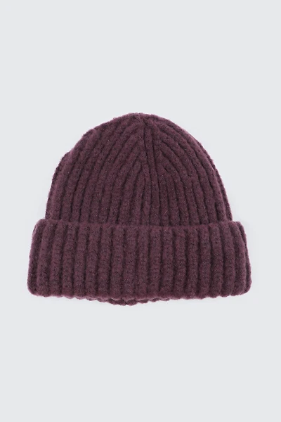Ardene Chunky Rib Beanie in Dark Purple | Polyester/Spandex