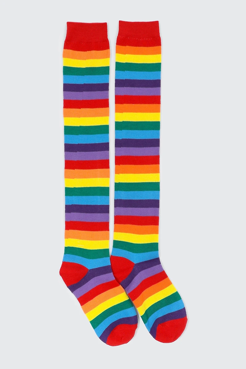 Ardene Over-the-Knee Striped Socks | Polyester/Spandex
