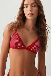 Ardene Luxe Fishnet Bralette in Red | Size Small | Polyester/Spandex