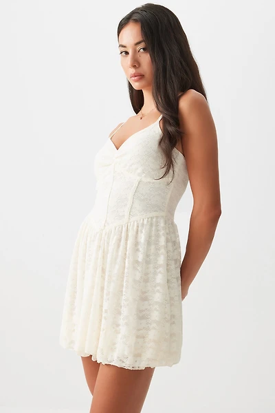 Ardene Bustier Lace Mini Dress in White | Size | Polyester/Nylon/Elastane