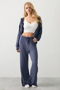 Ardene Lightweight French Terry Flare PJ Pants in Dark Blue | Size Small | Rayon/Spandex
