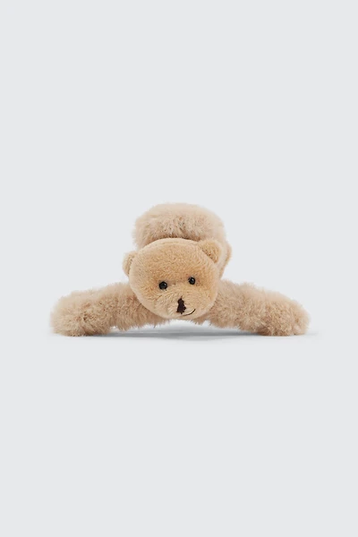 Ardene Teddy Bear Hair Claw in Beige