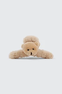 Ardene Teddy Bear Hair Claw in Beige
