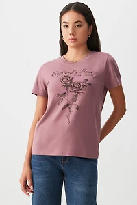 Ardene Classic Graphic T-Shirt in Medium Pink | Size | Cotton | Eco-Conscious