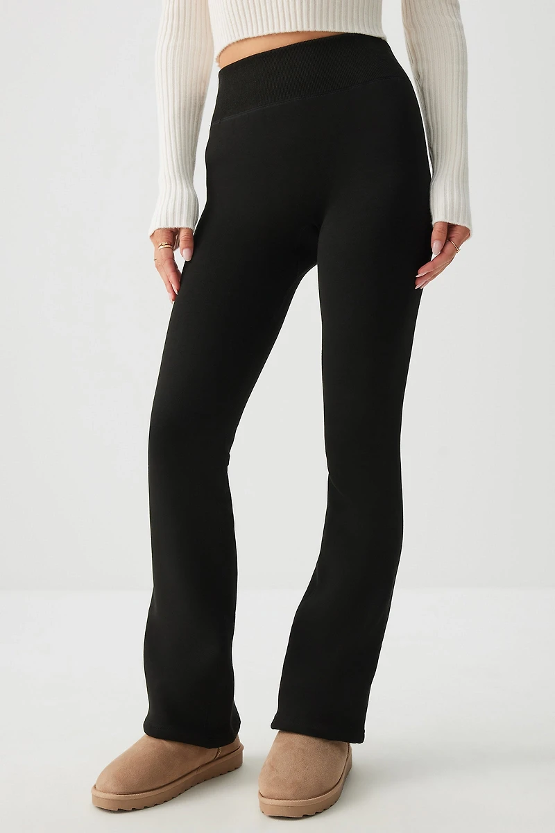 Legging évasé doublé en fausse fourrure