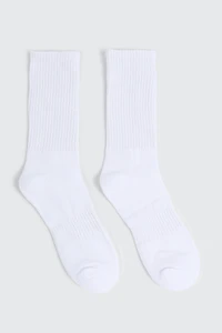 Ardene 2-Pack Athletic Crew Socks in White | Polyester/Cotton/Elastane
