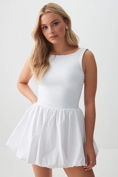 Ardene Mini Bubble Dress in White | Size | Polyester/Cotton/Elastane