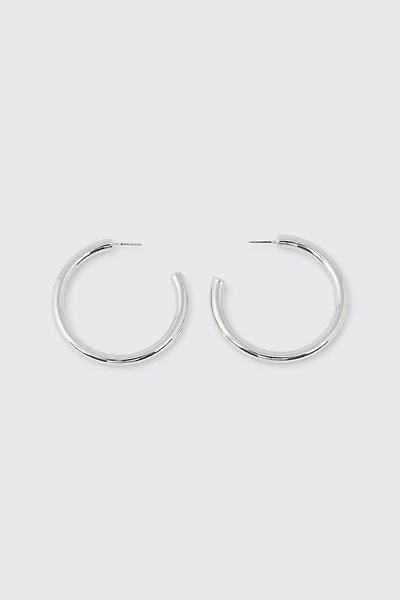 Ardene 14K White Gold Plated Tube Hoops in Silver | Stainless Steel