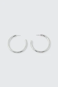 Ardene 14K White Gold Plated Tube Hoops in Silver | Stainless Steel