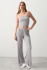Ardene Super Soft Rib Loose PJ Pants in Grey | Size | Polyester/Spandex | Eco-Conscious