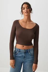 Ardene Fine Knit Square Neck Sweater in | Size | Rayon/Nylon