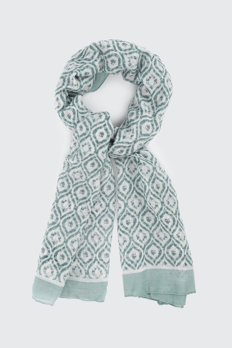 Ardene Geometric Scarf in Medium Blue | Polyester