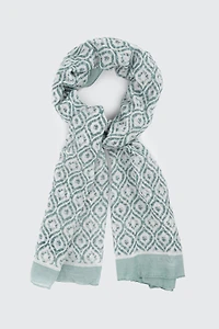 Ardene Geometric Scarf in Medium Blue | Polyester