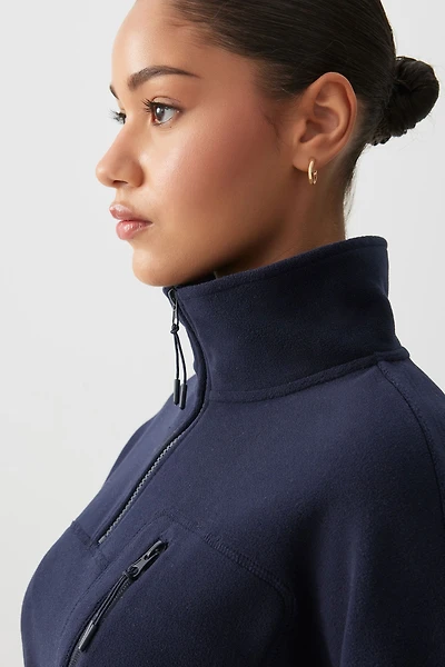 Ardene Polar Fleece Half Zip Sweatshirt in Dark | Size | Polyester