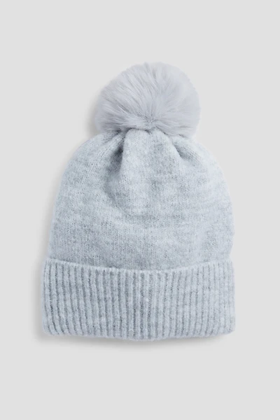 Ardene Soft Beanie with Pompom in Light Grey | Polyester