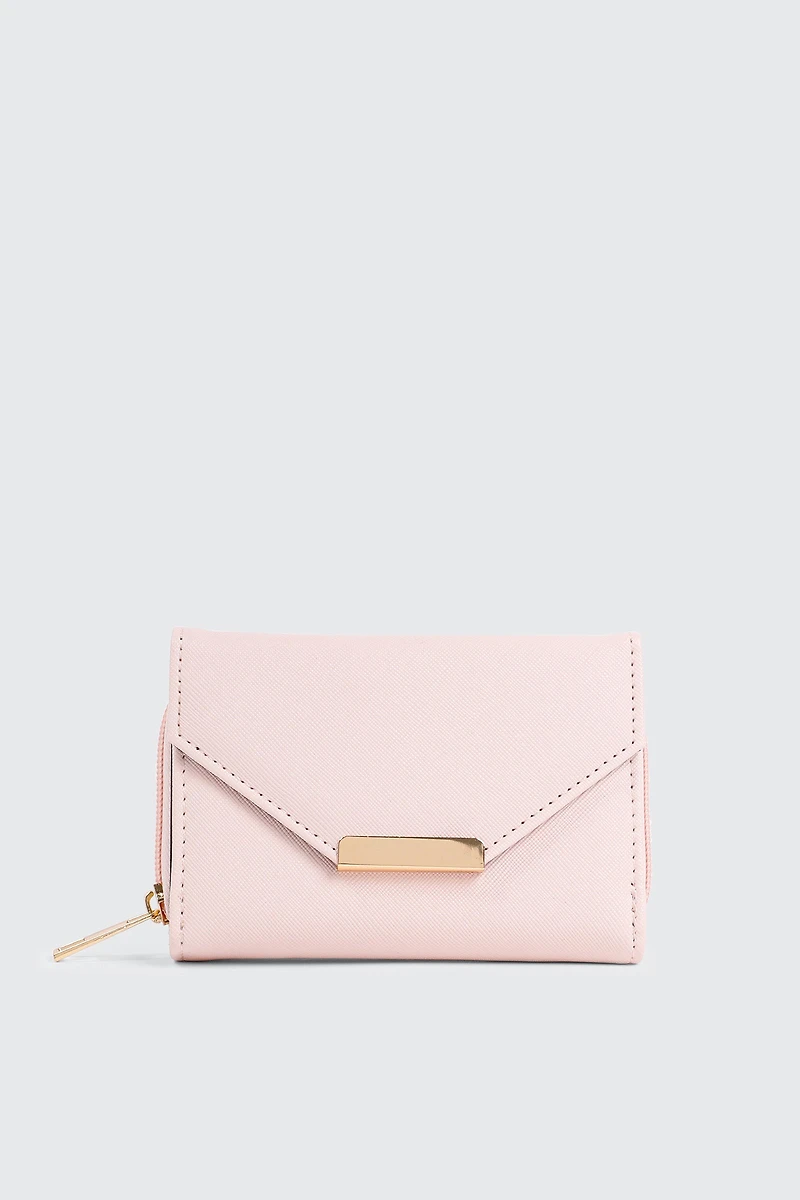 Ardene Small Envelope Wallet in Light Pink | 100% Recycled Polyester/Faux Leather | Eco-Conscious