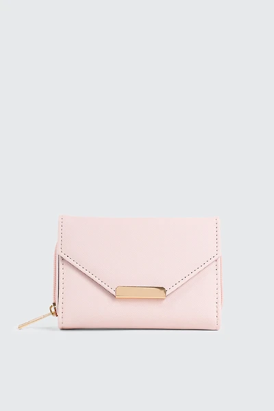 Ardene Small Envelope Wallet in Light Pink | 100% Recycled Polyester/Faux Leather | Eco-Conscious