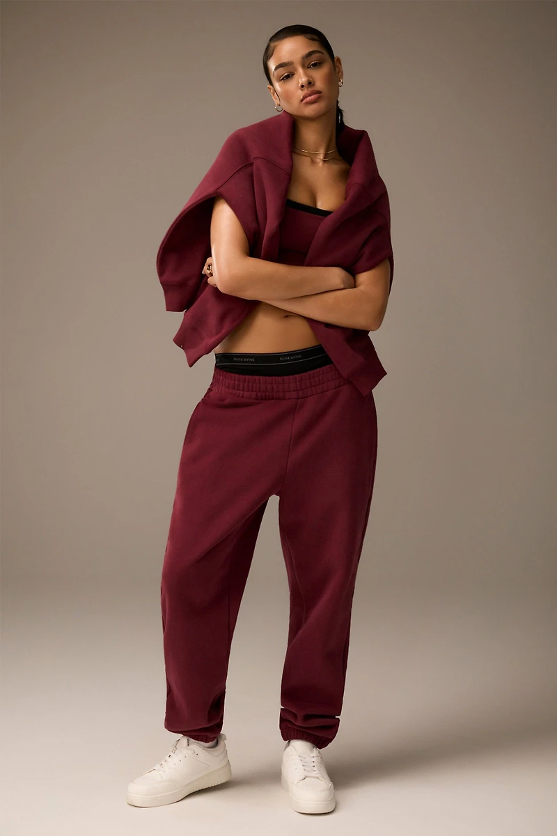 Ardene MADESOFT Fleece Baggy Sweatpants in Shady Cherry | Size | Polyester/Cotton | Eco-Conscious