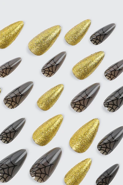 Ardene Cobweb Fake Nails in Gold