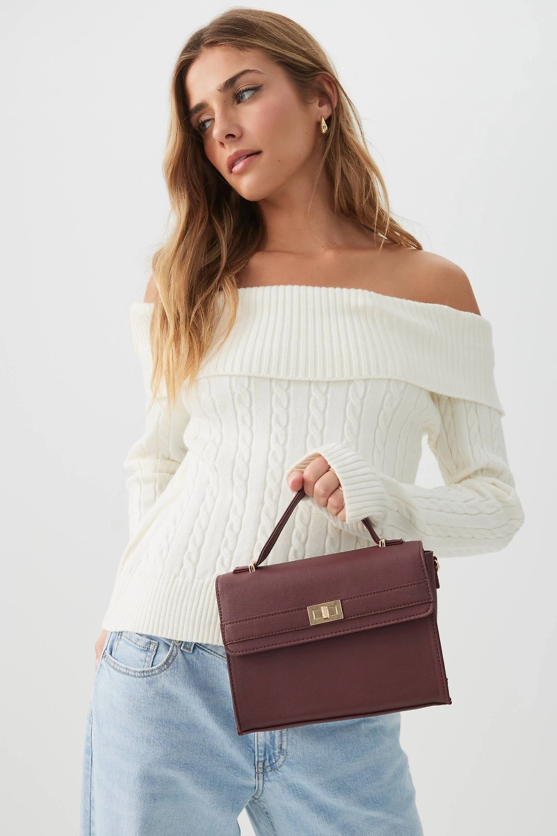 Sac à main carré en faux cuir