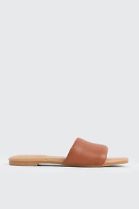 Ardene Puffy Strap Sandals in Cognac | Size | Faux Leather | Eco-Conscious
