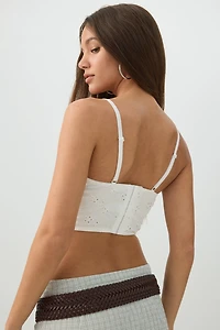 Bustier ultracourt à broderie anglaise