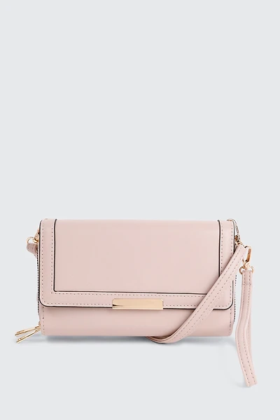 Ardene Crossbody Wallet in Light Pink | Faux Leather/Polyester