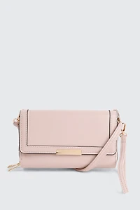 Ardene Crossbody Wallet in Light Pink | Faux Leather/Polyester