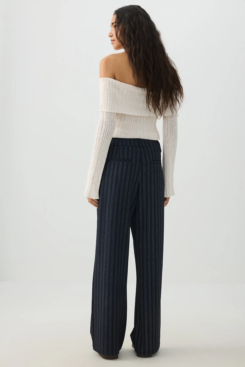 Pantalon plissé à taille élastique et jambe large