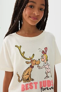 Ardene Kids Oversized Cindy Lou T-Shirt in White | Size Small | 100% Cotton