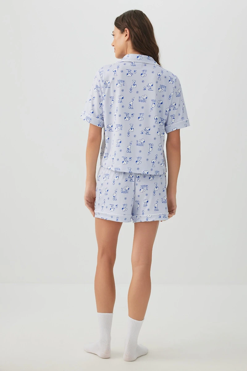 Ensemble pyjama col cranté imprim