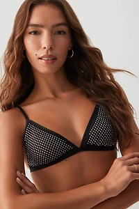 Ardene Luxe Fishnet Bralette in Black | Size Small | Polyester/Spandex