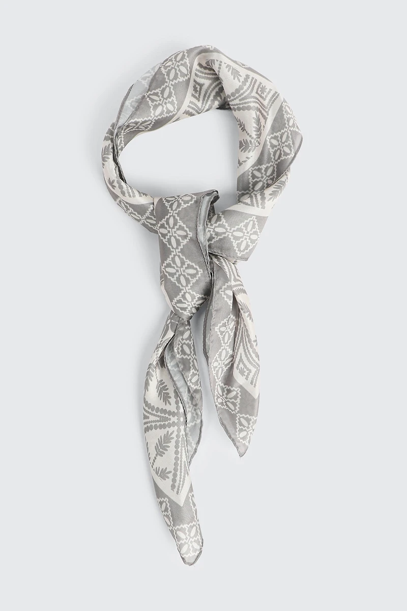 Ardene Square Satin Scarf in Grey | Polyester