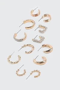 Ardene 6-Pack Assorted Hoop Earrings in Gold | Stainless Steel