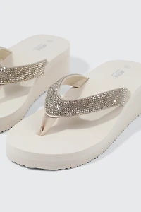 Sandales de plage compensées à strass