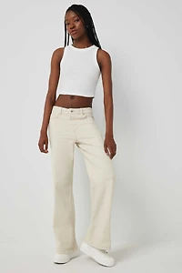 Ardene Mid Rise Wide Leg Jean in Beige | Size 9 | Spandex/Cotton