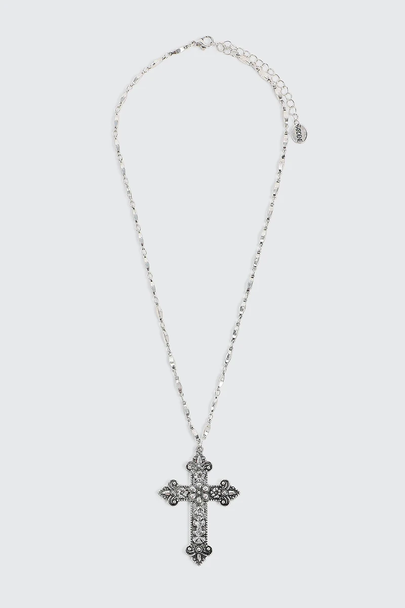 Ardene Cross Necklace in Silver