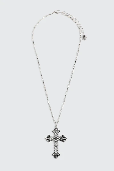Ardene Cross Necklace in Silver