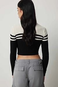 Cardigan deux tons à glissière