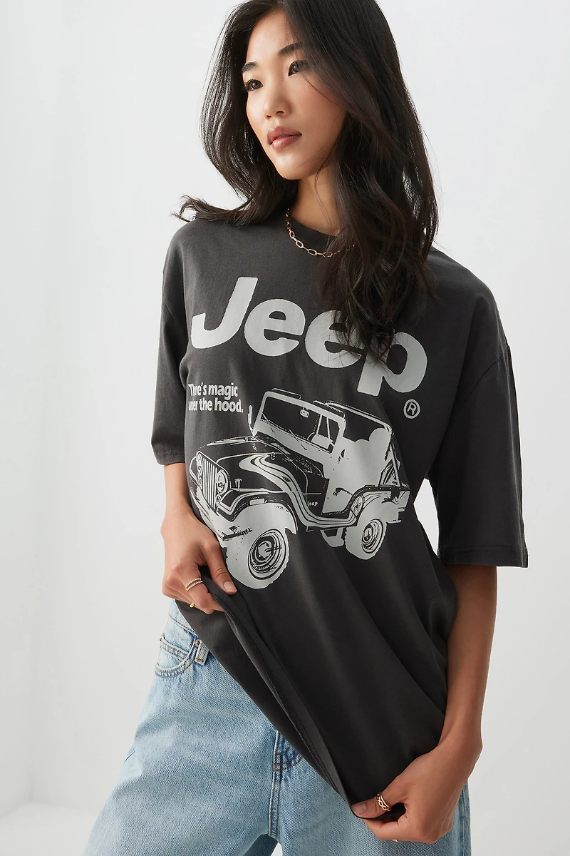 Ardene Oversized Jeep T-Shirt in Dark Grey | Size | 100% Cotton