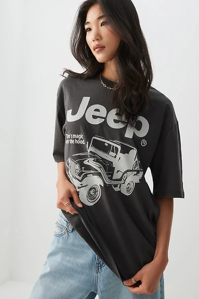 Ardene Oversized Jeep T-Shirt in Dark Grey | Size | 100% Cotton