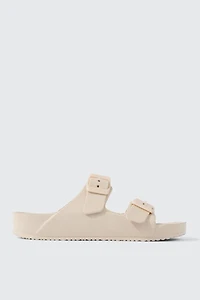 Ardene Two-Strap Sandals in Beige | Size 9 | Eco-Conscious