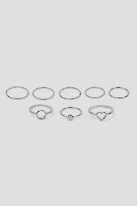 Ardene 8-Pack of Minimalist Rings in Silver | Size Small | Eco-Conscious | 100% Recycled