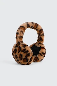 Ardene Leopard Earmuffs in Brown | Polyester