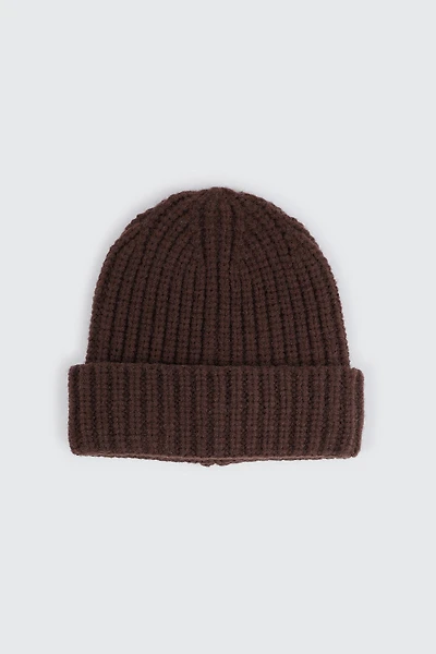 Ardene Chunky Rib Beanie in Brown | Polyester/Nylon